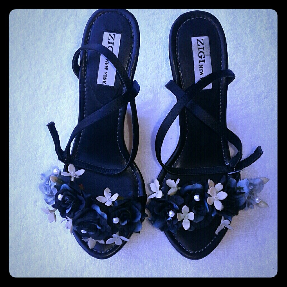 ZIGI New York Black Wedge Sandals - NWOB